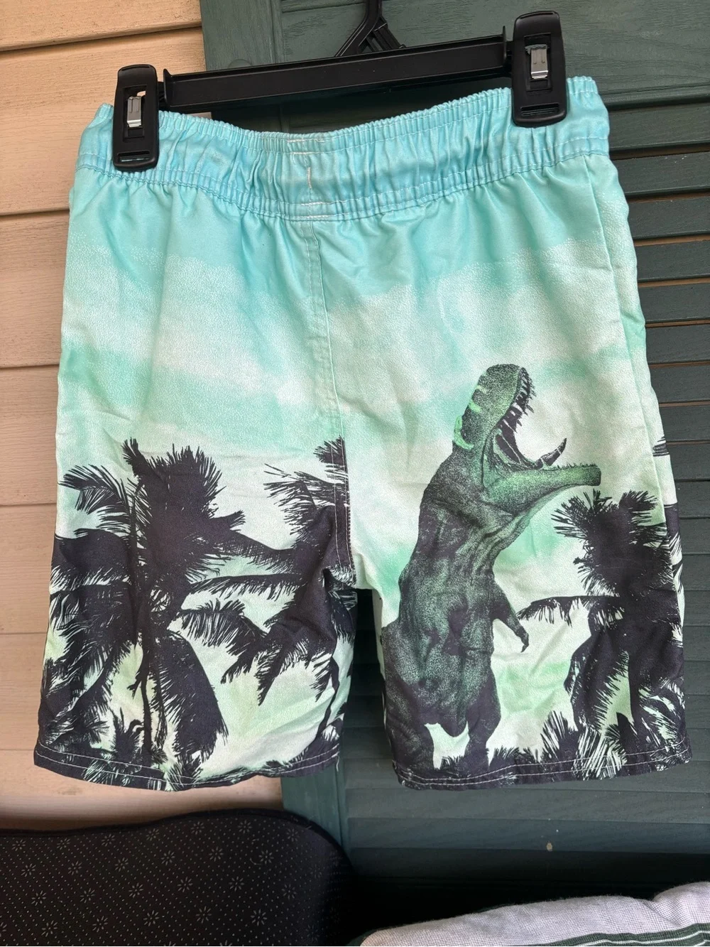 OshKosh B'gosh Teal Dino & Palm Swim Shorts